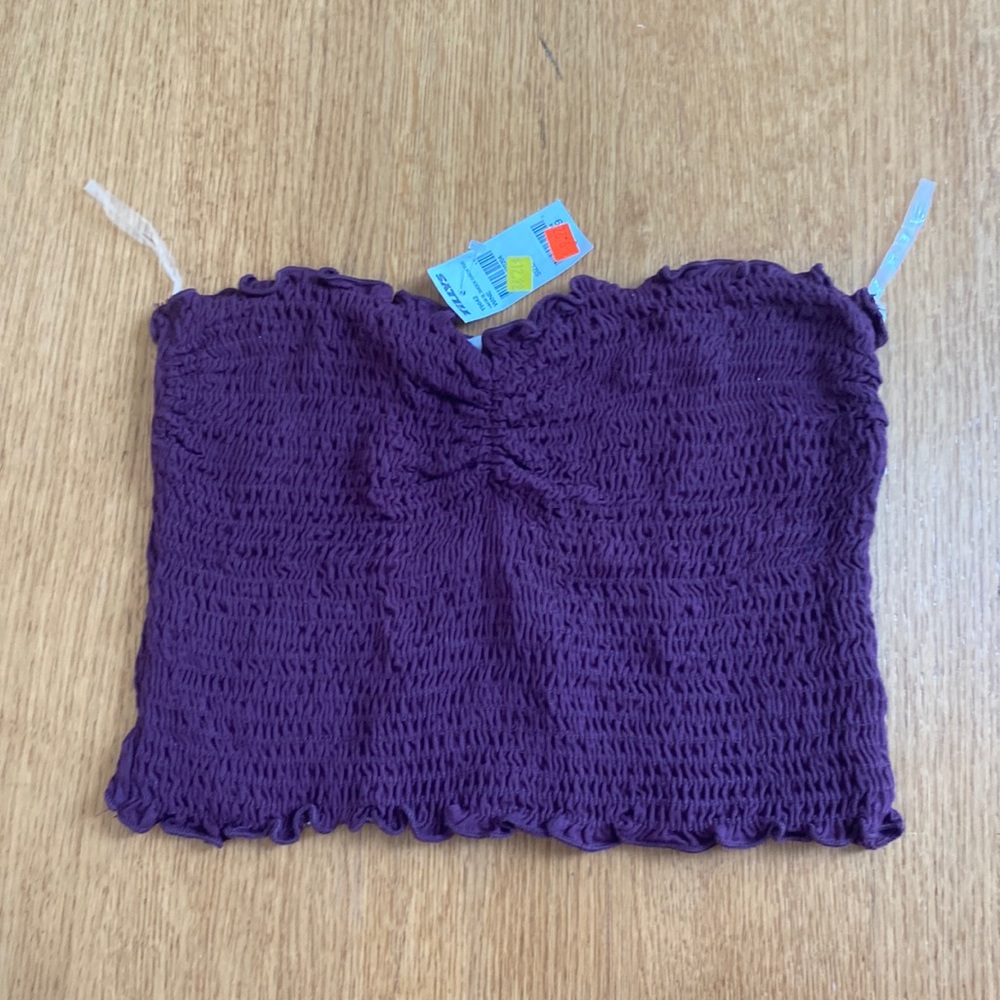 NWT wine ruched tube top